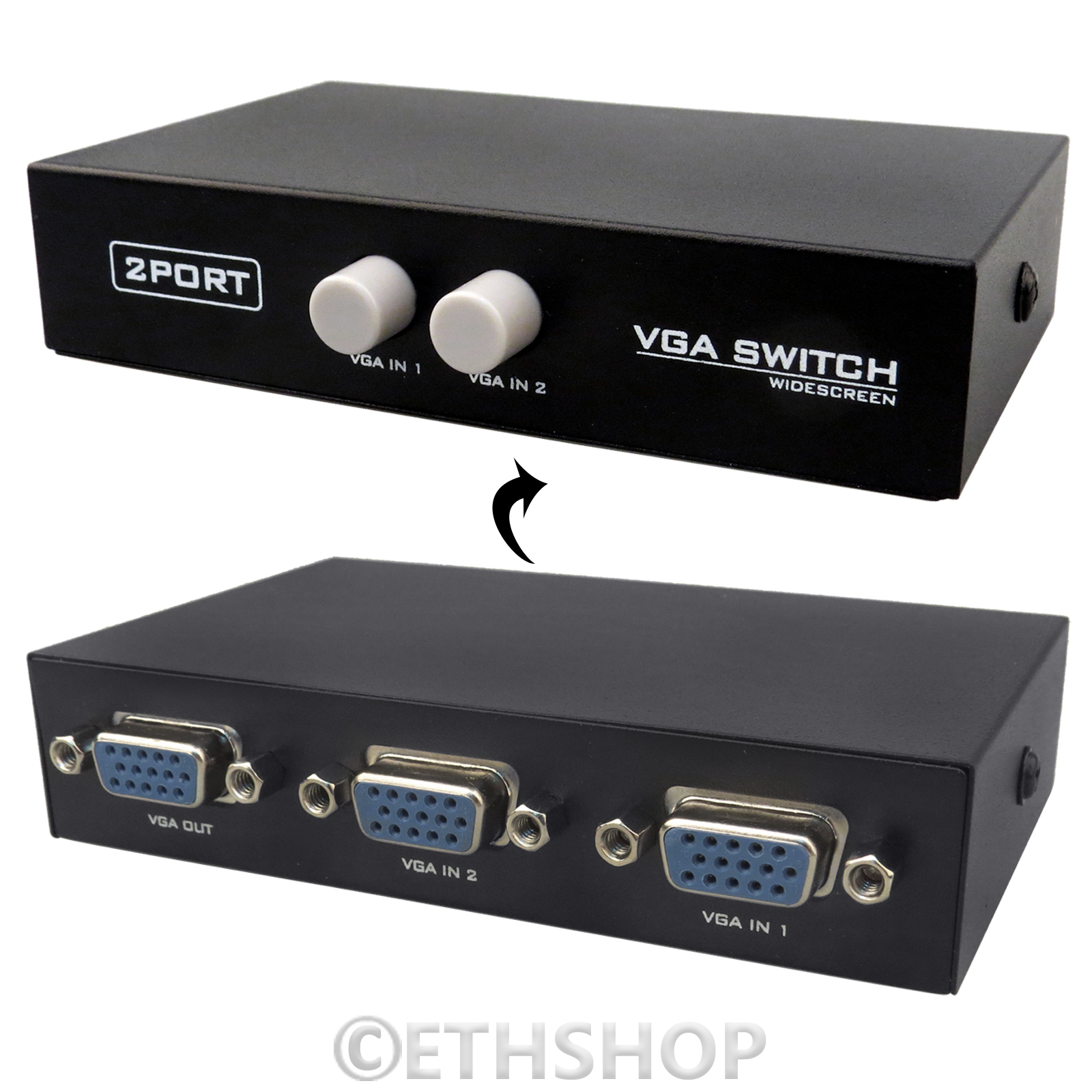 2 Way Bi-Directional VGA Manual Switch Selector Box LCD CRT Monitor PC Projector - Picture 2 of 3