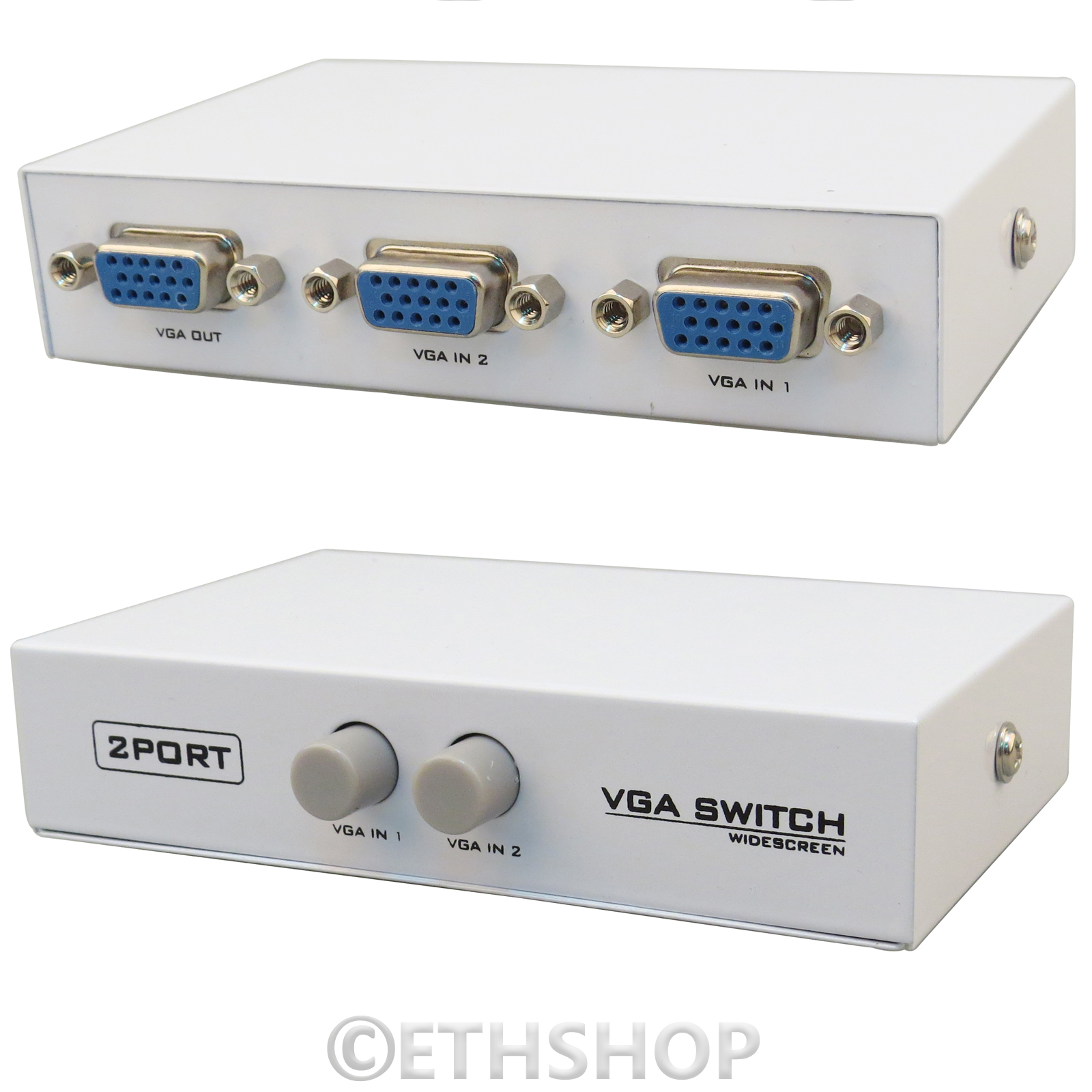 2 Way Bi-Directional VGA Manual Switch Selector Box LCD CRT Monitor PC Projector - Picture 3 of 3