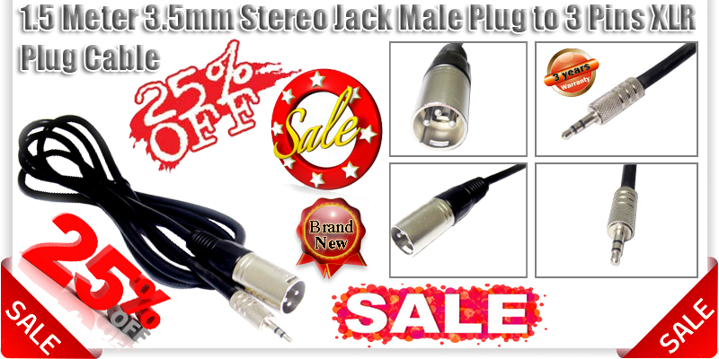 5M 3.5MM Jack to 3 XLR Speaker Microphone Cable Lead  